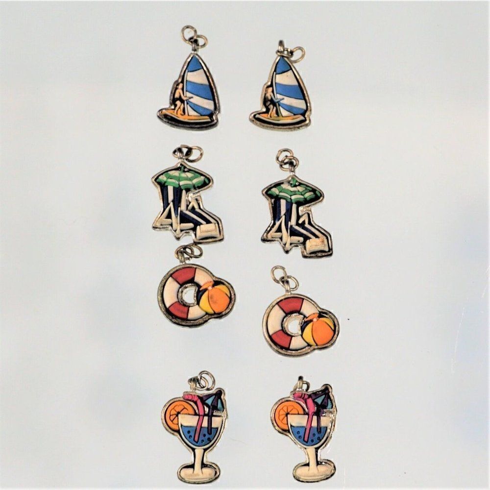 Beach Summer Charms for Jewelry Making Lot Of 8